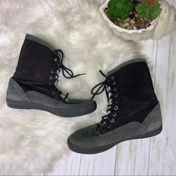Rare Seavees black gray suede combat boot lace 8.5 - Picture 2 of 6